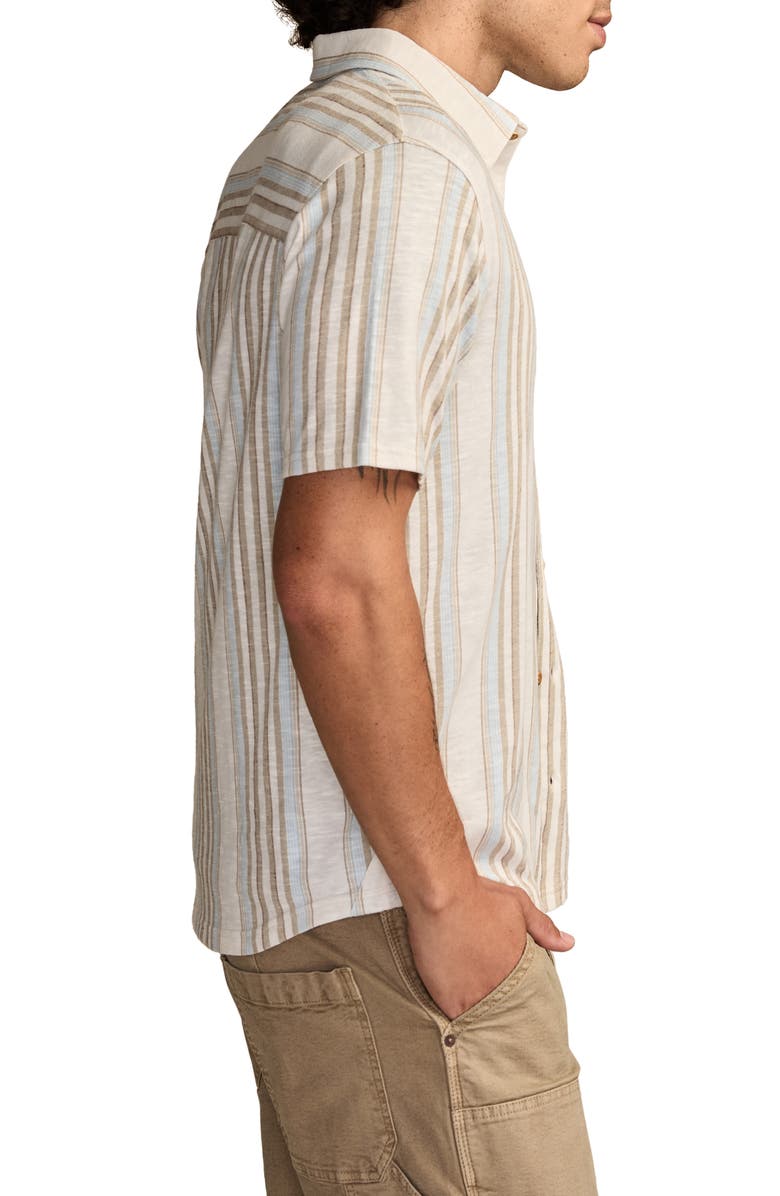 Lucky Brand Stripe Short Sleeve Cotton Blend Button-Up Shirt, Alternate, color, Starfish Multi