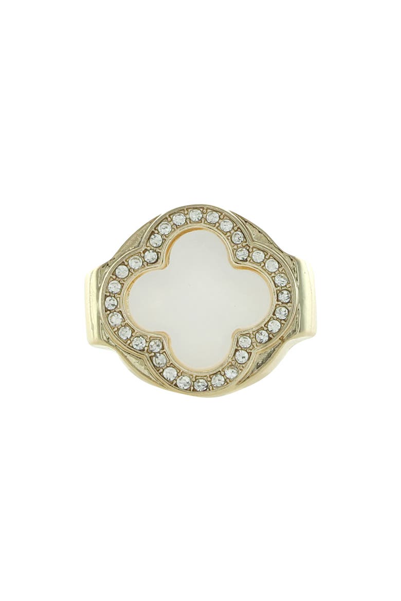 Clover Ring, Alternate, color, GOLD / WHITE / CLEAR