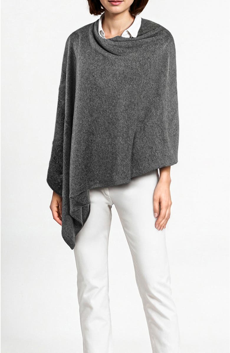 Portolano Cashmere Poncho, Main, color, Medium Heather Grey