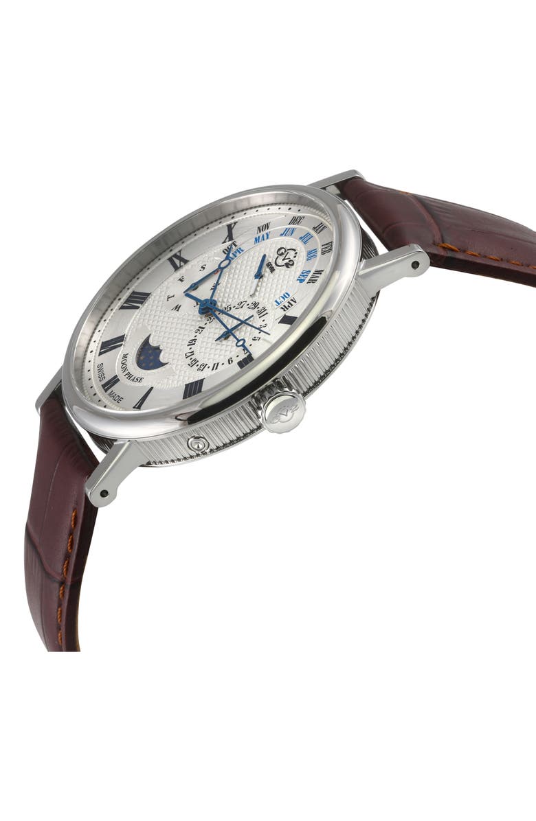 GV2 Maestro Croc Embossed Leather Strap Watch, 42mm, Alternate, color,