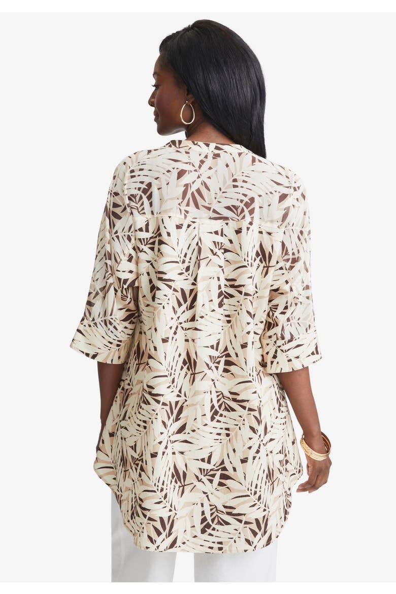 Hi-Low Linen Tunic, Alternate, color, OATMEAL