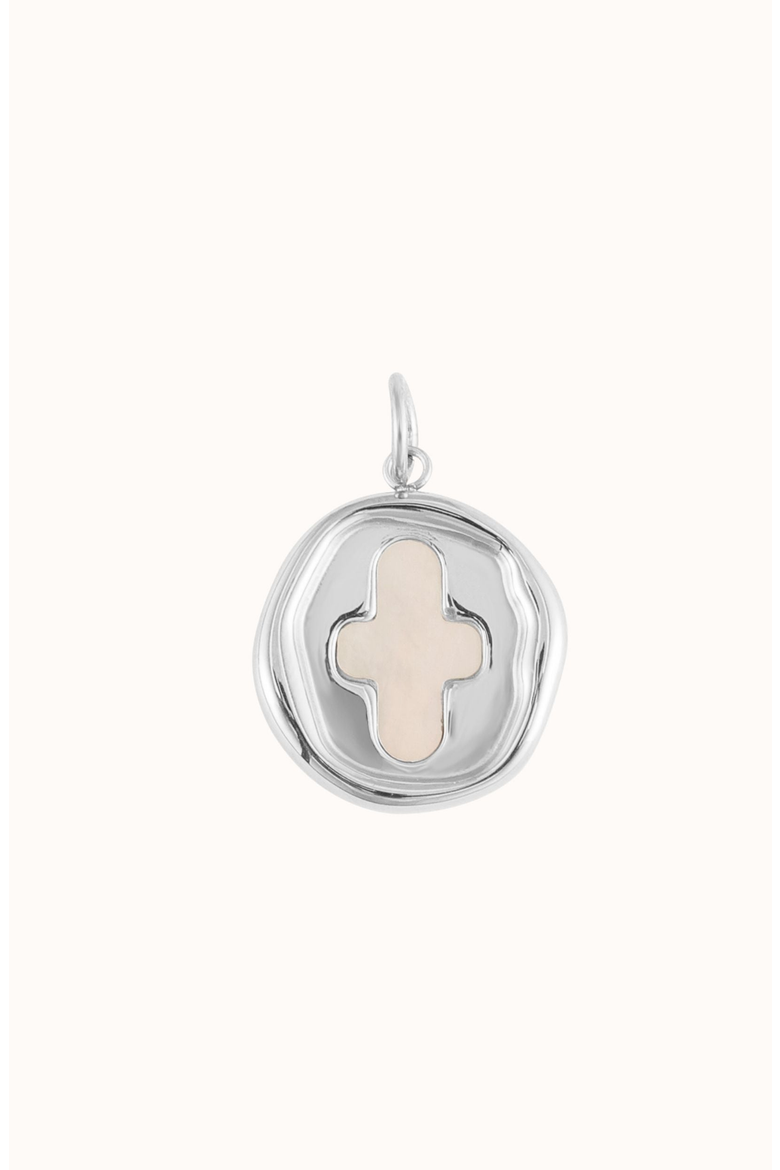 Stamp Coin Charm, Main, color, Silver