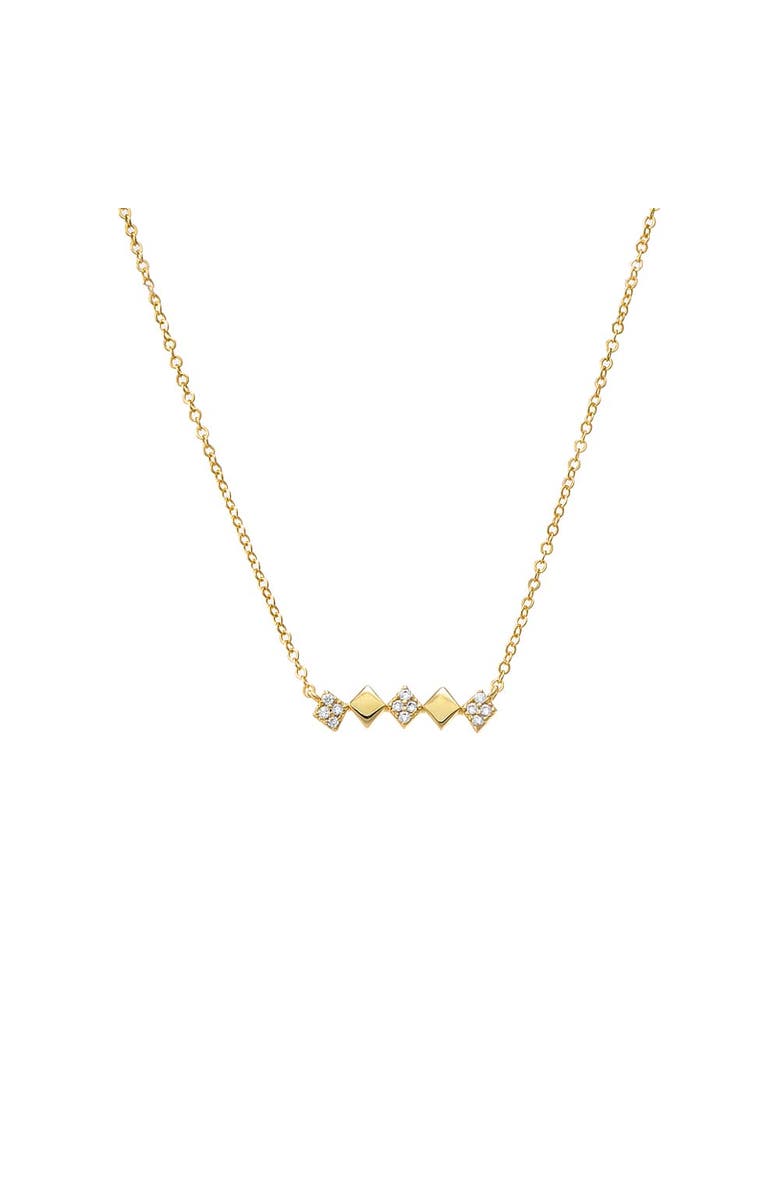 BY ADINA EDEN Solid/Pave Diamond Shape Bar Necklace, Main, color, 