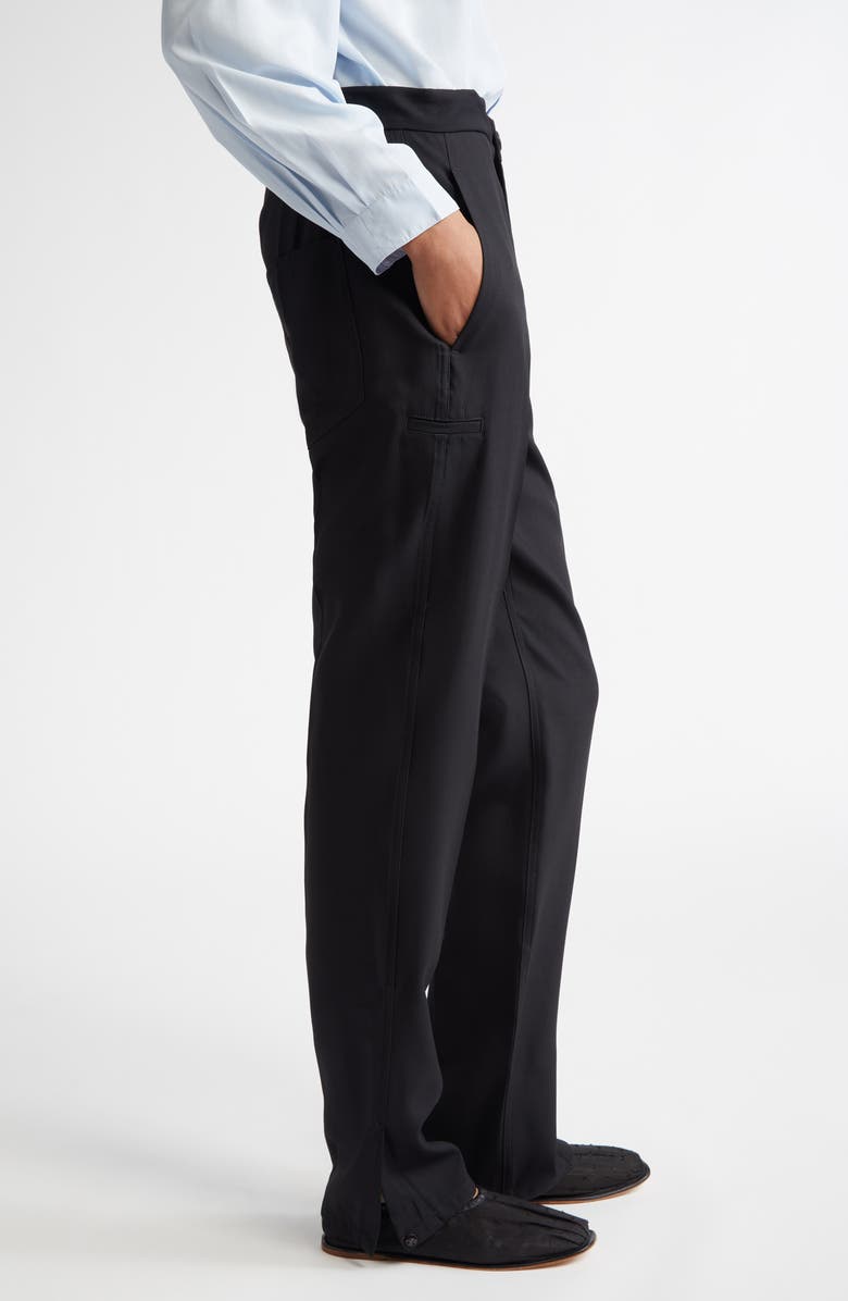 SETCHU Origami Pintuck Slim Straight Leg Virgin Wool Blend Pants, Alternate, color, Black