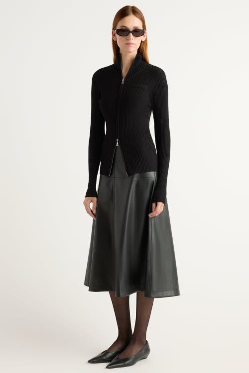 Modern Citizen Kaine Ribbed Two Way Zip Sweater In Black