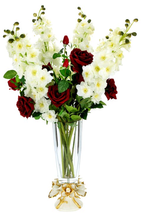 Garden Rose and Delphinium in Vase