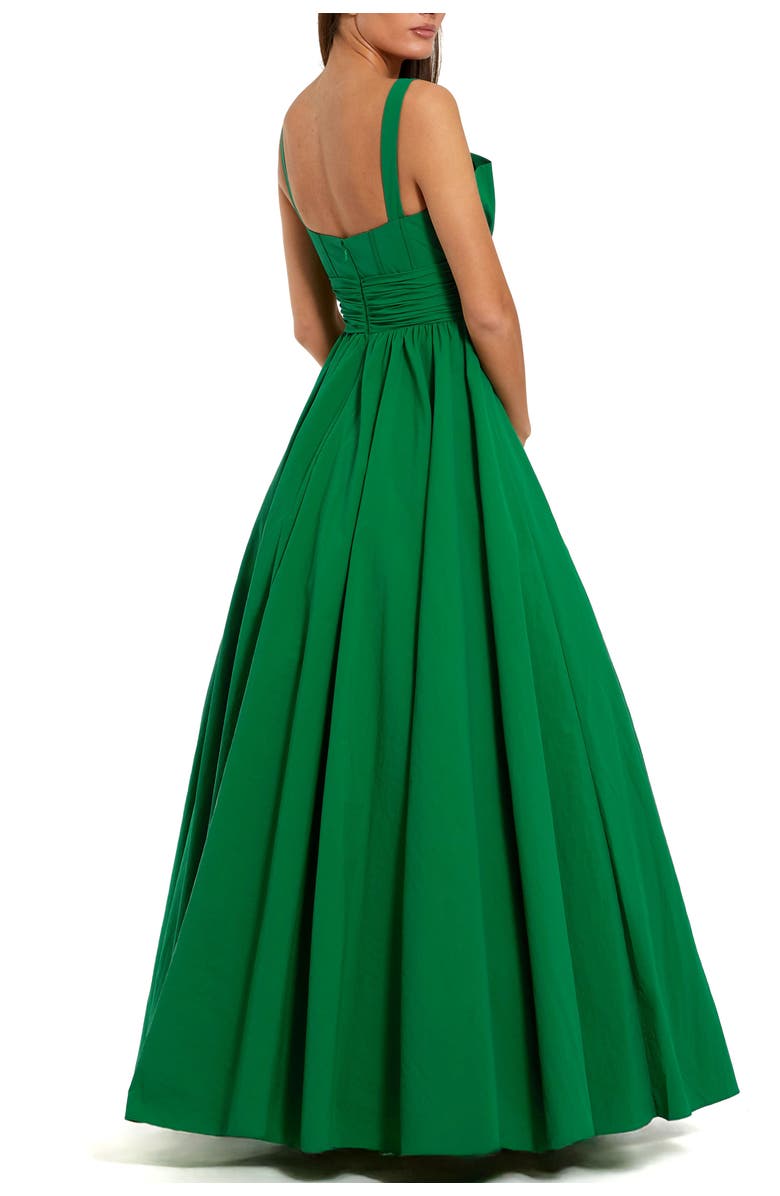 Mac Duggal Pleated A-Line Gown with Twist Bow Detail, Alternate, color, Spring Green