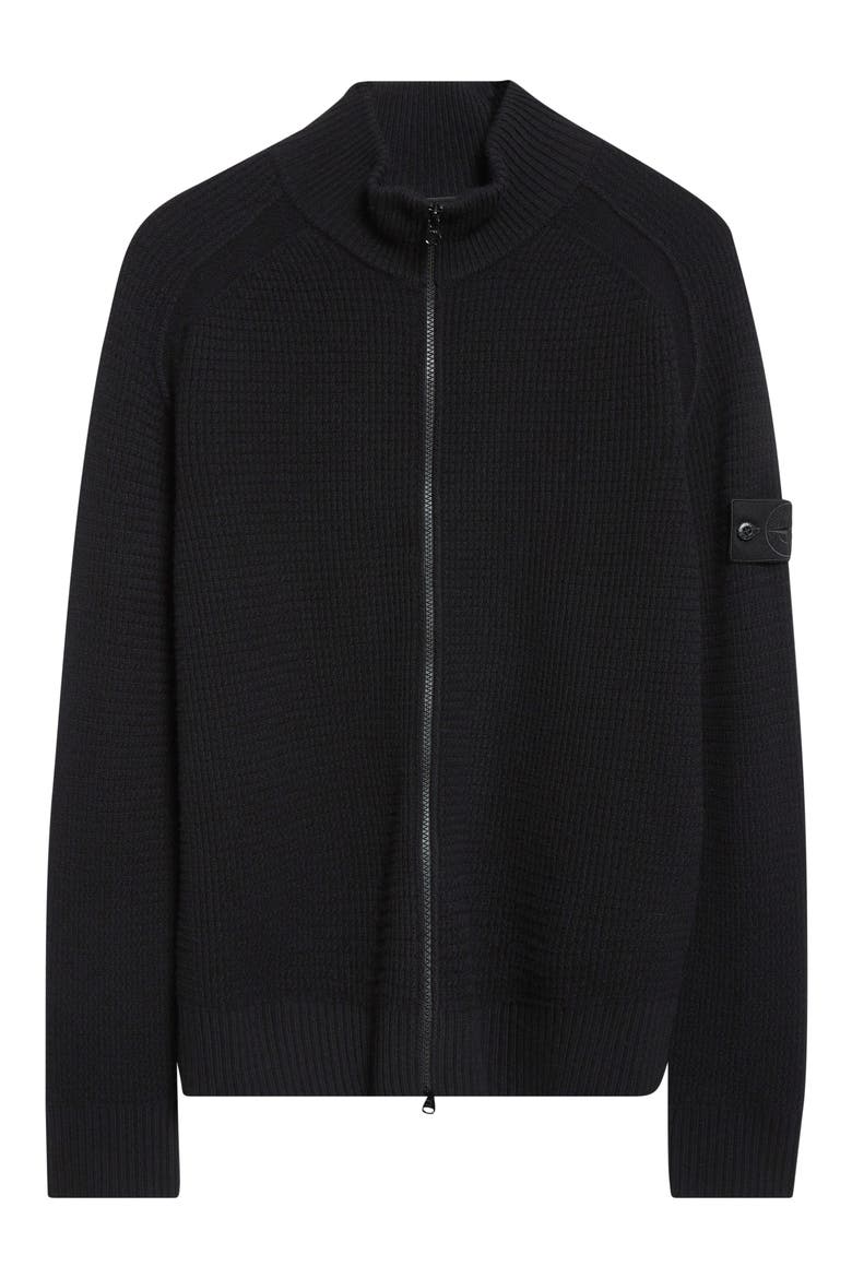 Ghost Virgin Wool Zip Cardigan, Alternate, color, V0029 BLACK