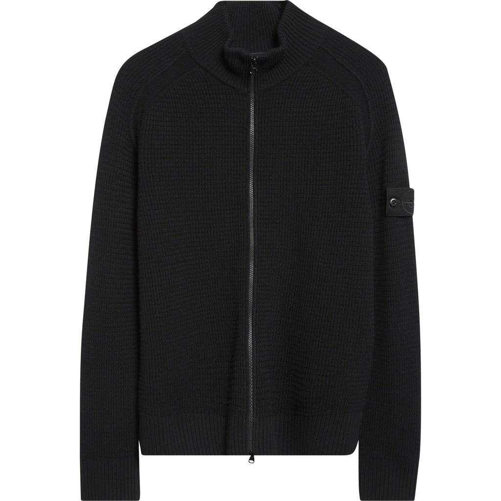 Stone Island Ghost Virgin Wool Zip Cardigan In Burgundy