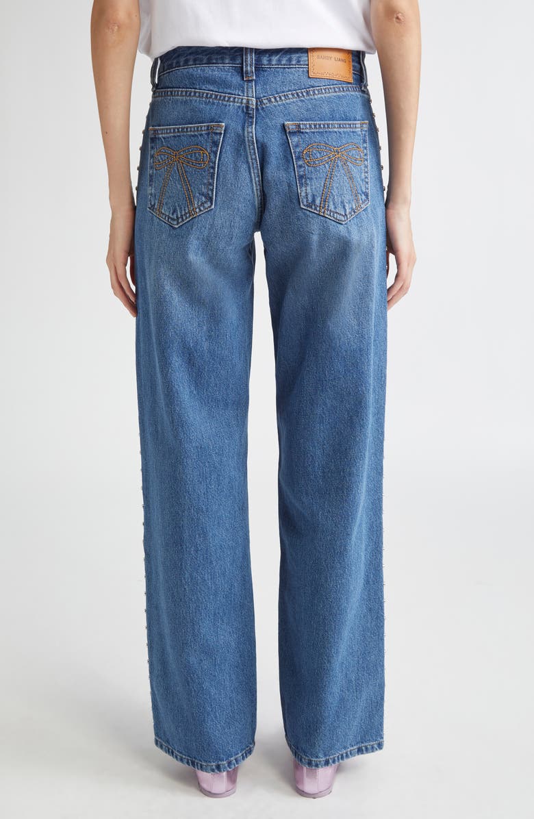 Sandy Liang Updo Low Rise Straight Leg Jeans, Alternate, color, Medium Blue