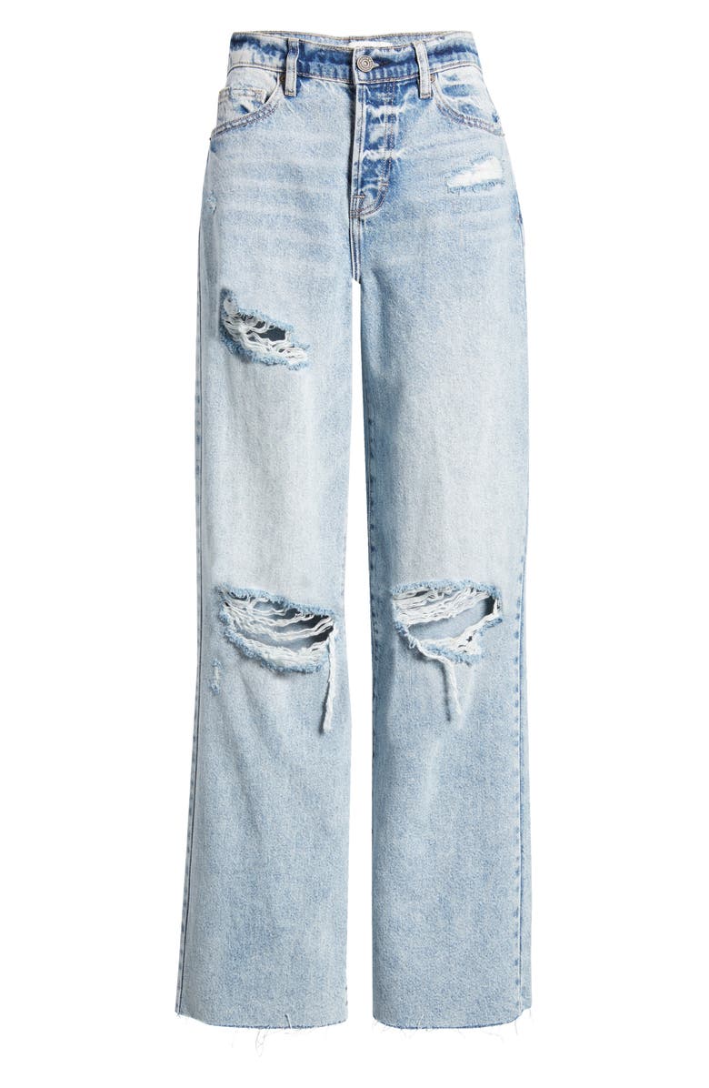 HIDDEN JEANS Ripped Raw Hem Wide Leg Jeans, Alternate, color,