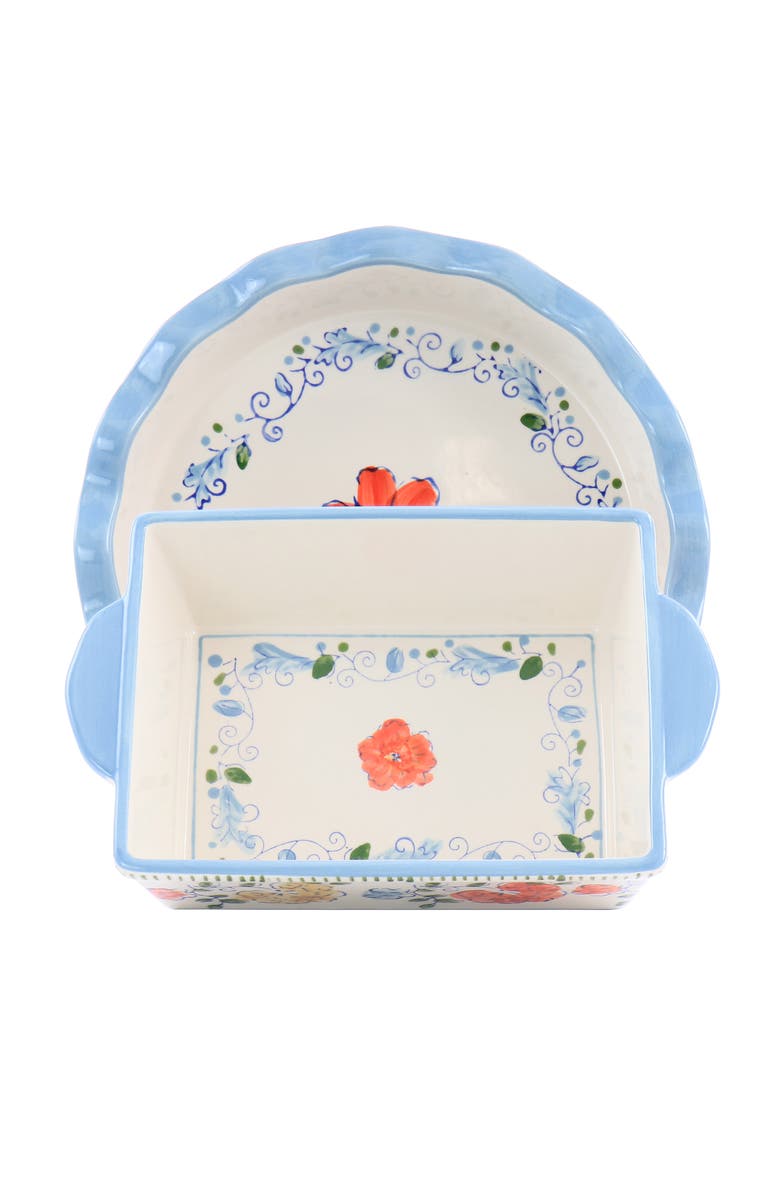 Gibson Elite Anaya 2 Piece Stoneware Bakeware Set, Main, color, Blue