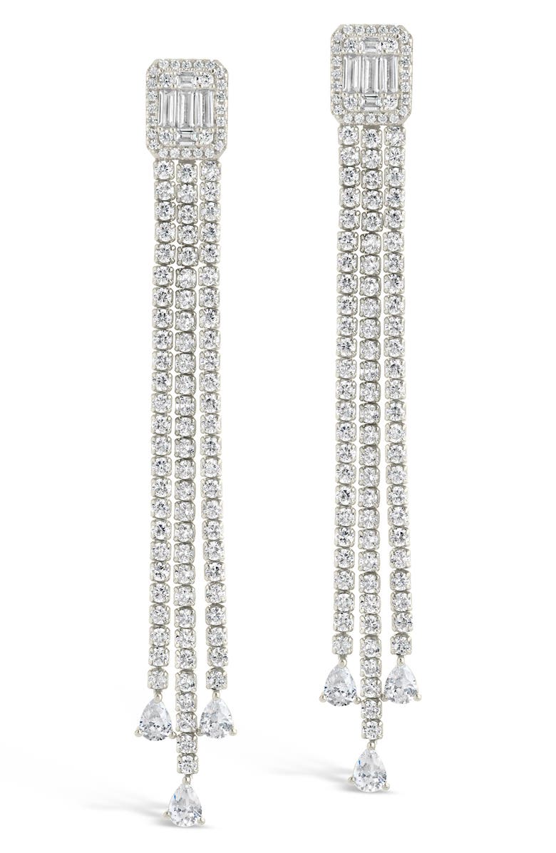 Sterling Forever Naomi Cubic Zirconia Drop Earrings, Alternate, color, Silver