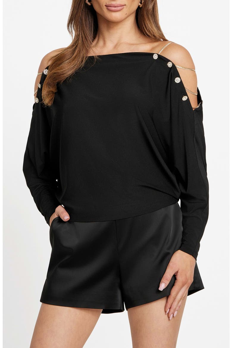 Adri Off the Shoulder Knit Top, Main, color, JBLACK-BLACK