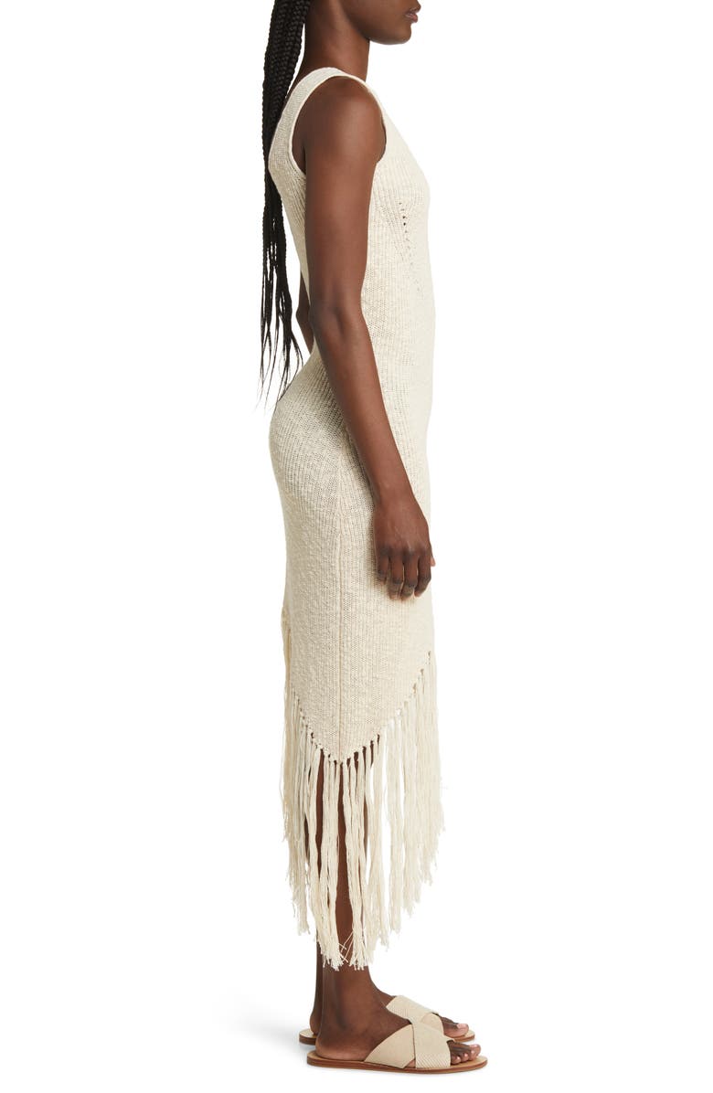 Rails Rylee Sleeveless Fringe Hem Sweater Dress, Alternate, color, Ecru