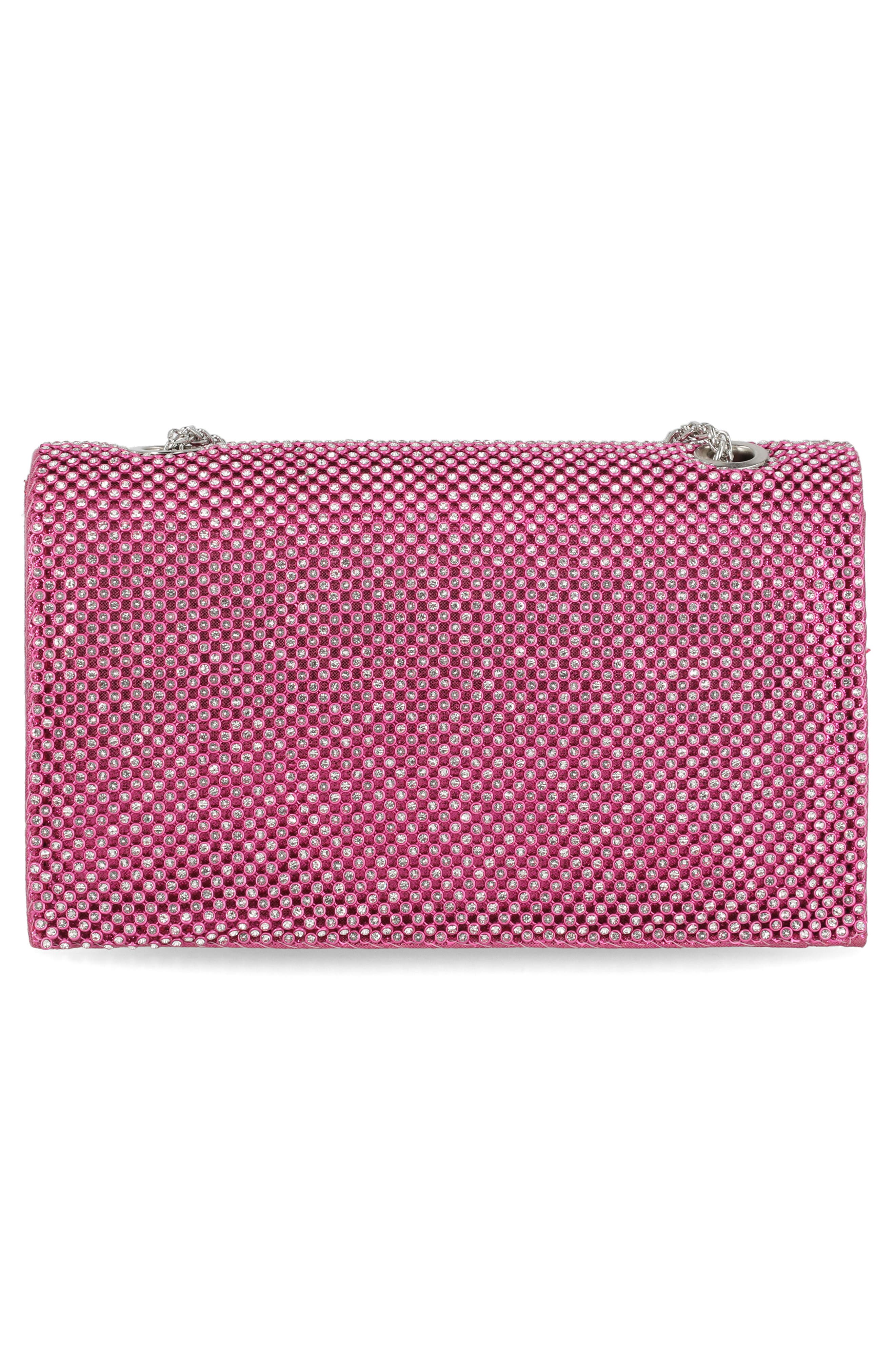 Jessica McClintock Adria Embellished Faux Leather Clutch, Alternate, color, Fuschia