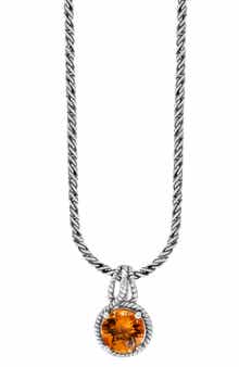 EFFY Sterling Silver Round Citrine Pendant Necklace