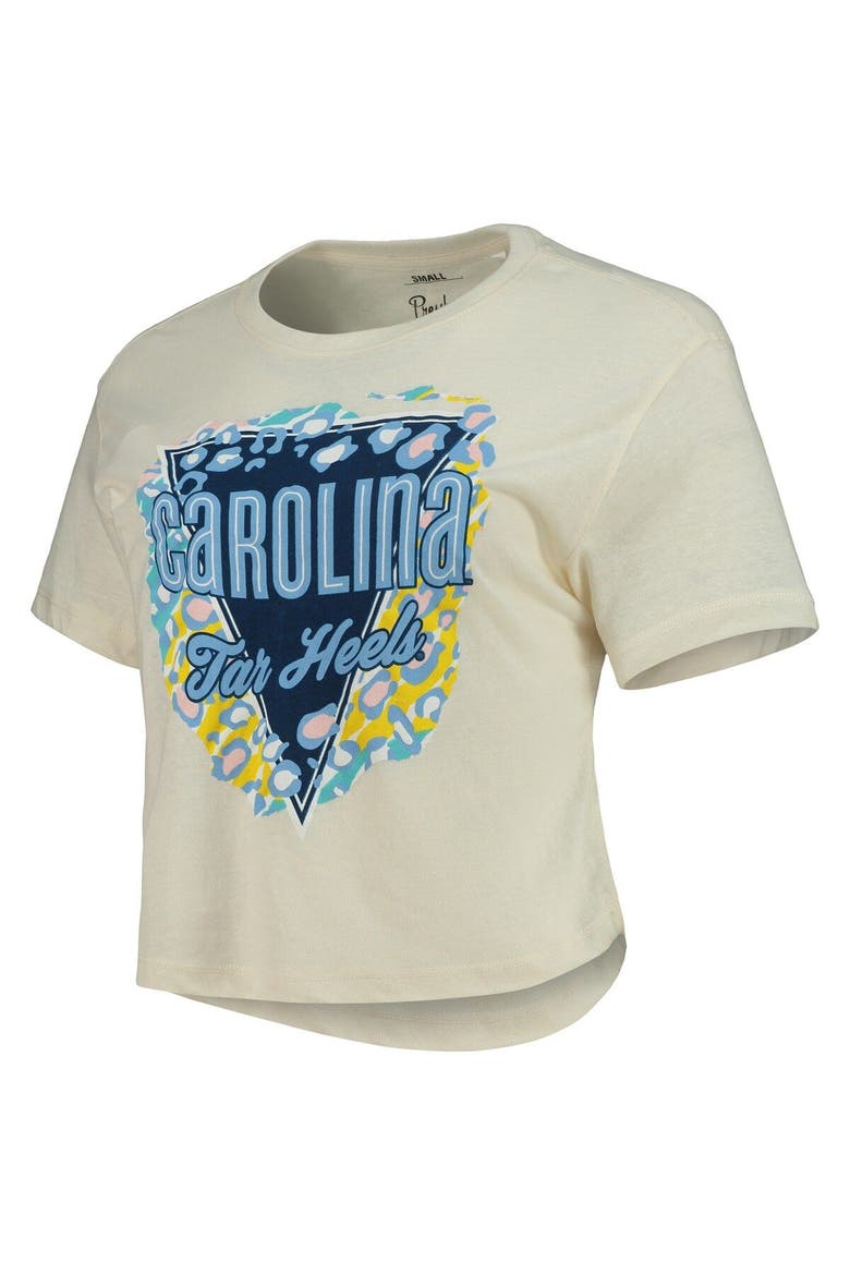 Women's Pressbox Cream North Carolina Tar Heels Taylor Animal Print Cropped T-Shirt, Alternate, color, Cream