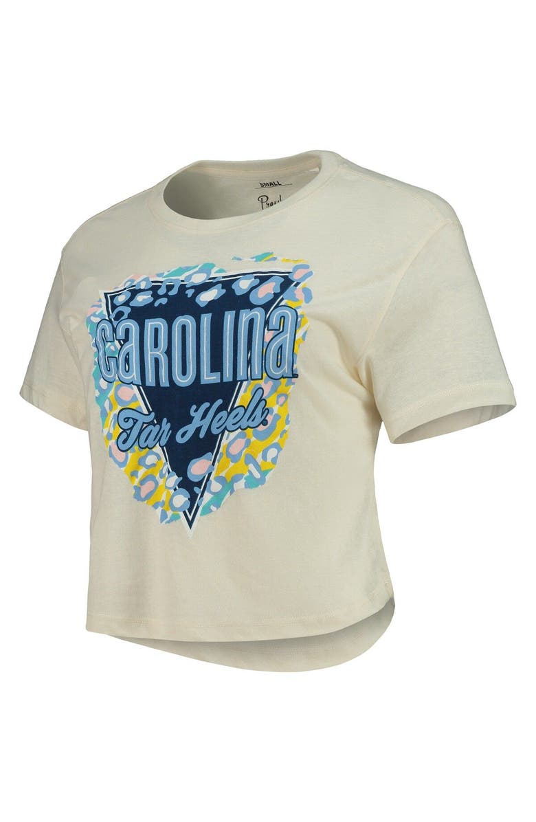 PRESSBOX Women's Pressbox Cream North Carolina Tar Heels Taylor Animal Print Cropped T-Shirt, Alternate, color, 
