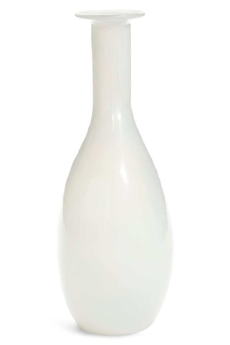 Tall Opal Milky Glass Vase, Alternate, color, WHITE