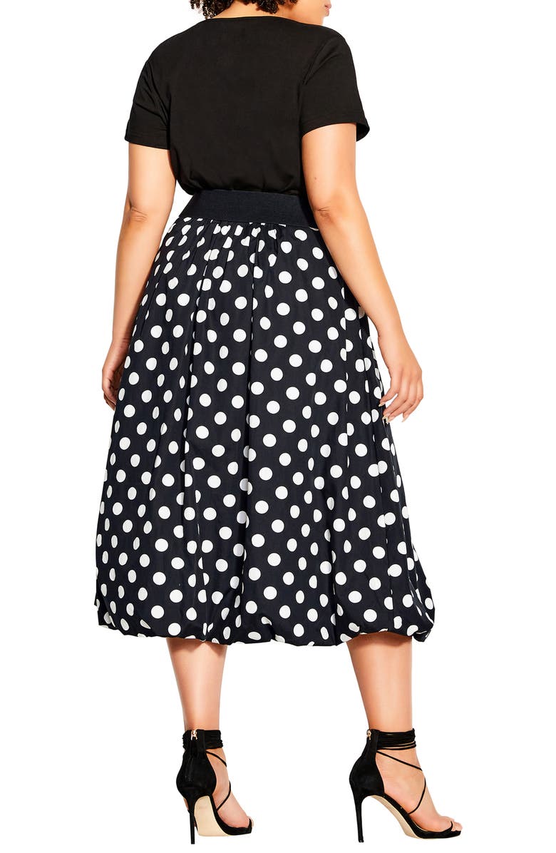 City Chic Darling Polka Dot Belted Midi Dress, Alternate, color,