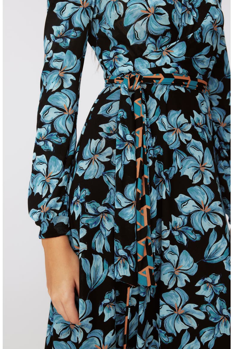 Phoenix Reversible Long Sleeve Midi Dress, Alternate, color, GEO TURQUOISE/ OPERA FLORAL