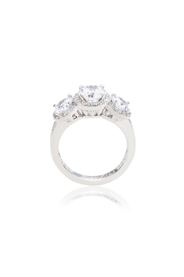 Sterling Silver Three Stone CZ Ring, Alternate, color, WHITE