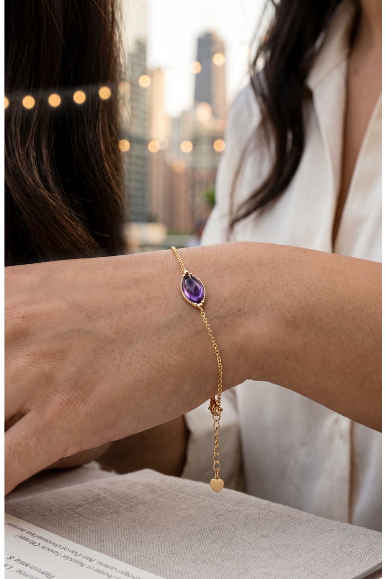 Fiona 14k Gold Plated Stone Bracelet, Alternate, color, PURPLE