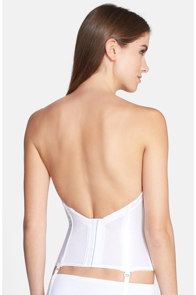 Convertible Low Back Satin Bustier, Alternate, color, WHITE