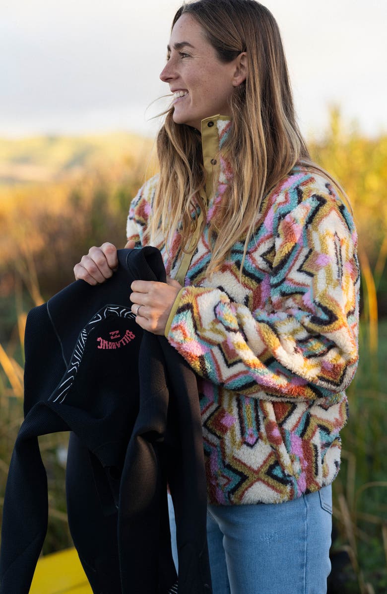 Billabong Switchback Faux Fur Pullover, Alternate, color, Olive It