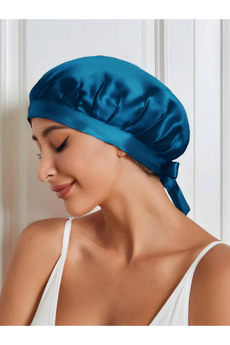 Pure Silk Classic Ribbon Bonnet, Main, color, Teal