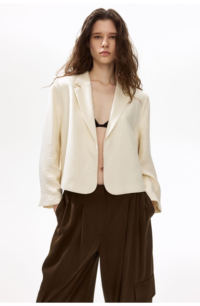 H&M Short Blazer, Alternate, color, Cream