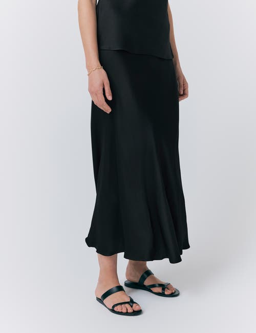 Ghost London Luna Satin Slip Midi Skirt In Black