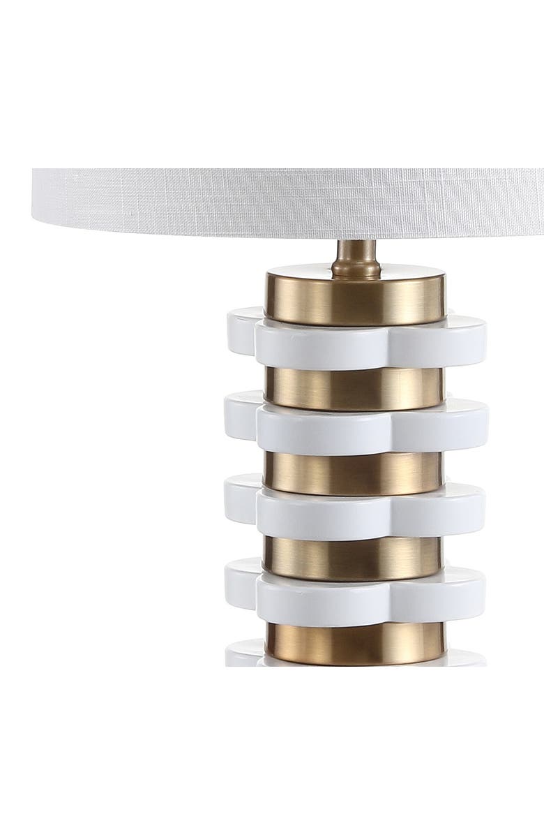 JONATHAN Y Wellington Quatrefoil Striped Resin LED Table Lamp, Alternate, color, Brass Gold