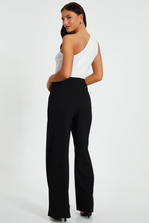 Quiz Scuba Mesh Asymmetric Jumpsuit In Black