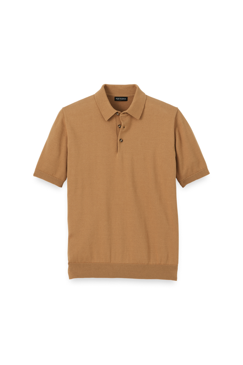 Supima Cotton Three Button Polo, Main, color, Light Brown
