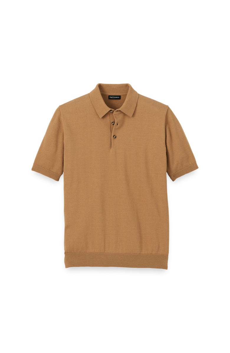 Paul Fredrick Supima Cotton Three Button Polo, Main, color, Light Brown