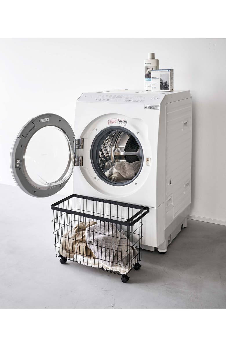 Yamazaki Rolling Laundry Basket, Alternate, color, Black