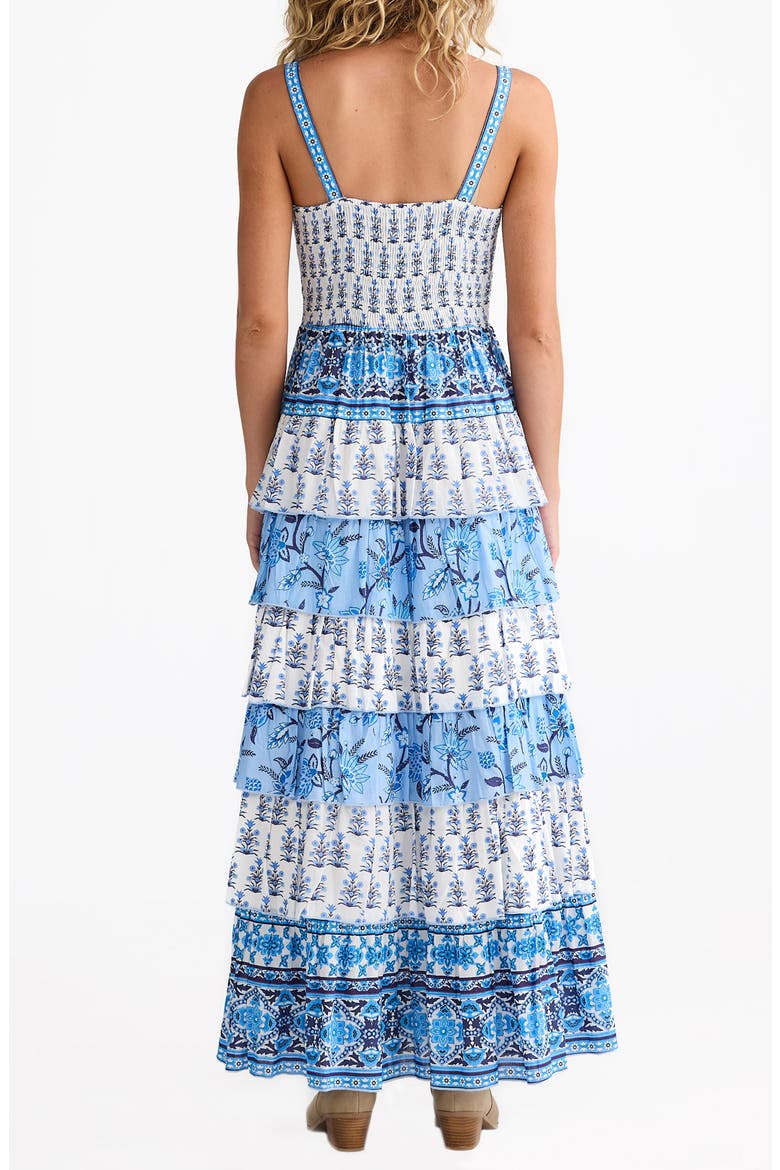 Paloma Mixed Print Tiered Cotton Maxi Dress, Alternate, color, BLUEBERRY FIELDS