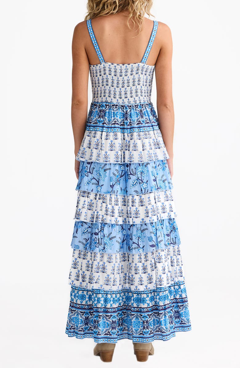 Talisman the Label Paloma Mixed Print Tiered Cotton Maxi Dress, Alternate, color, Blueberry Fields