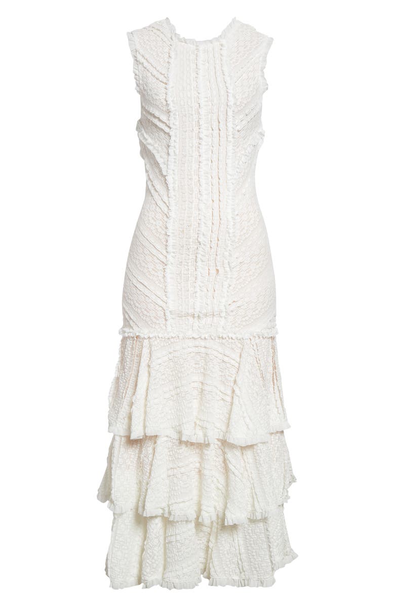 Cinq à Sept Maceio Stretch Lace Tiered Maxi Dress, Alternate, color, Gardenia