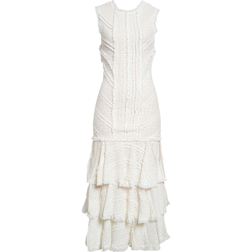 Cinq À Sept Maceio Stretch Lace Tiered Maxi Dress In White
