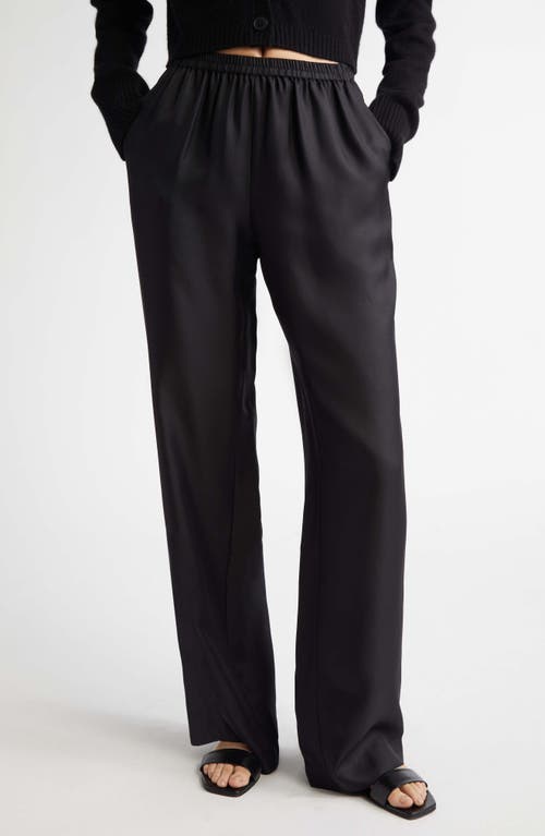 LOULOU DE SAISON Alera Silk Straight Leg Pants in Black at Nordstrom, Size Small