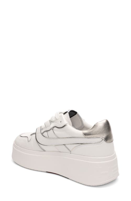Ash Low Top Leather Match Sneakers Metallic Platform In White/white/platino