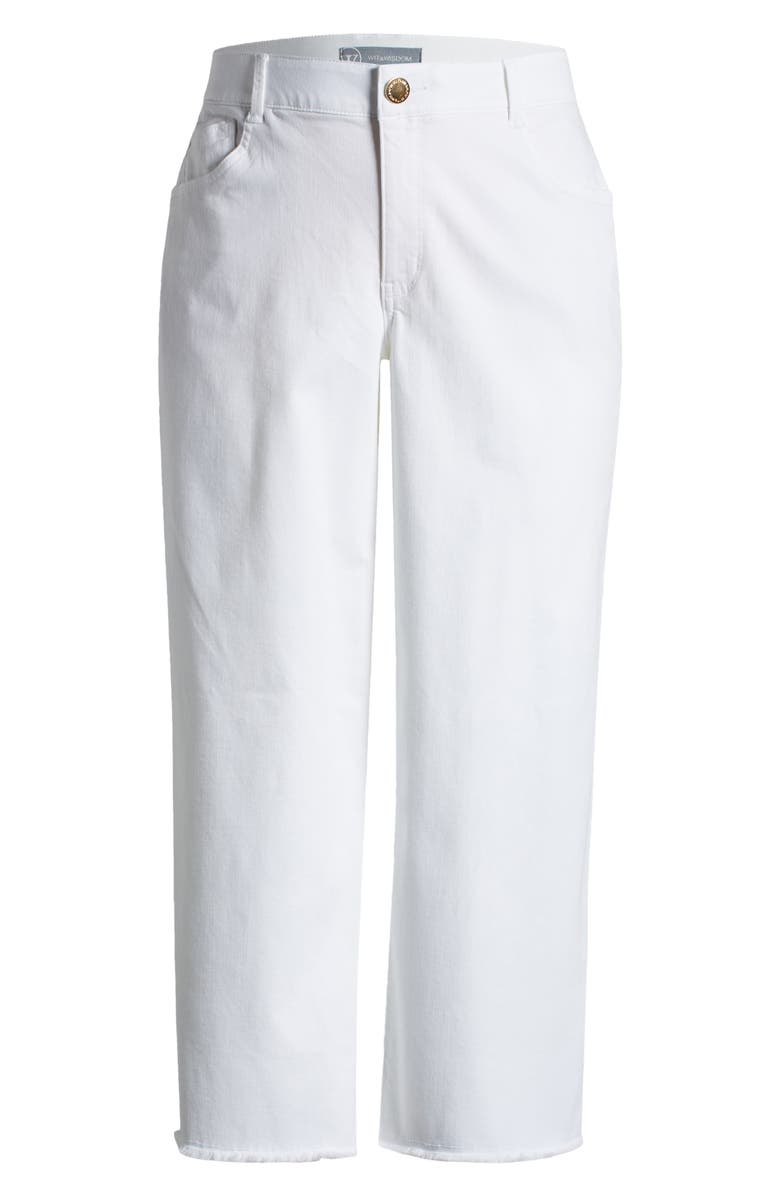 Wit & Wisdom Wyatt Skyrise Frayed High Waist Ankle Wide Leg Jeans, Alternate, color, Optic White