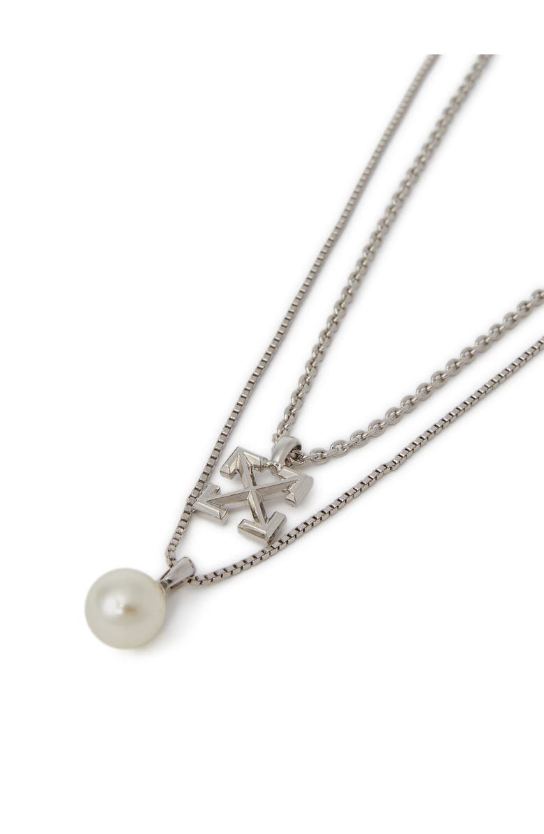 OFF WHITE Men's Arrow Pearl Double Necklace, Alternate, color,