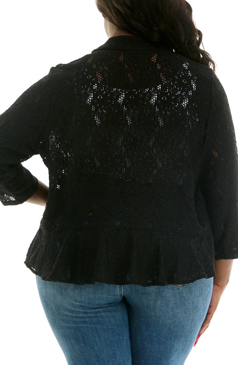Nina Leonard Ruffle Lace Bolero, Alternate, color, Black
