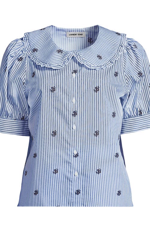 Lands' End Easy Care Puff Sleeve Statement Collar Shirt