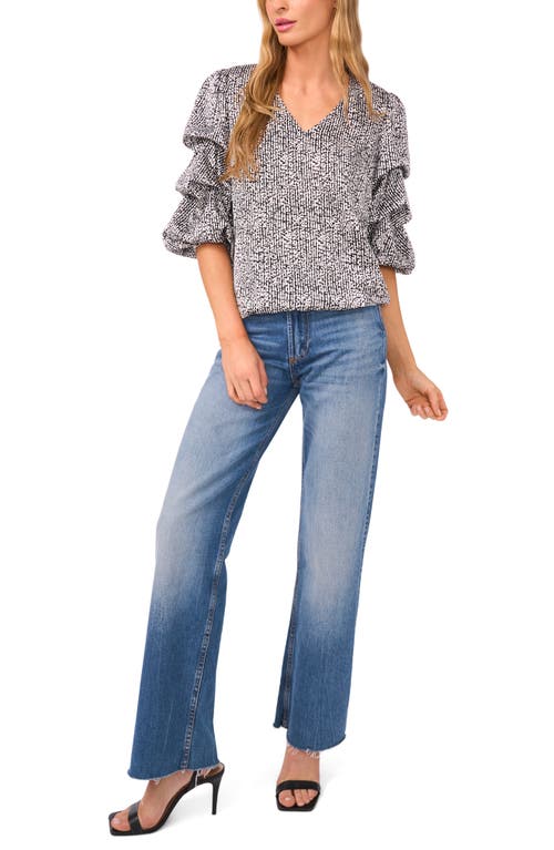 Vince Camuto V-neck Bubble Sleeve Top In Black