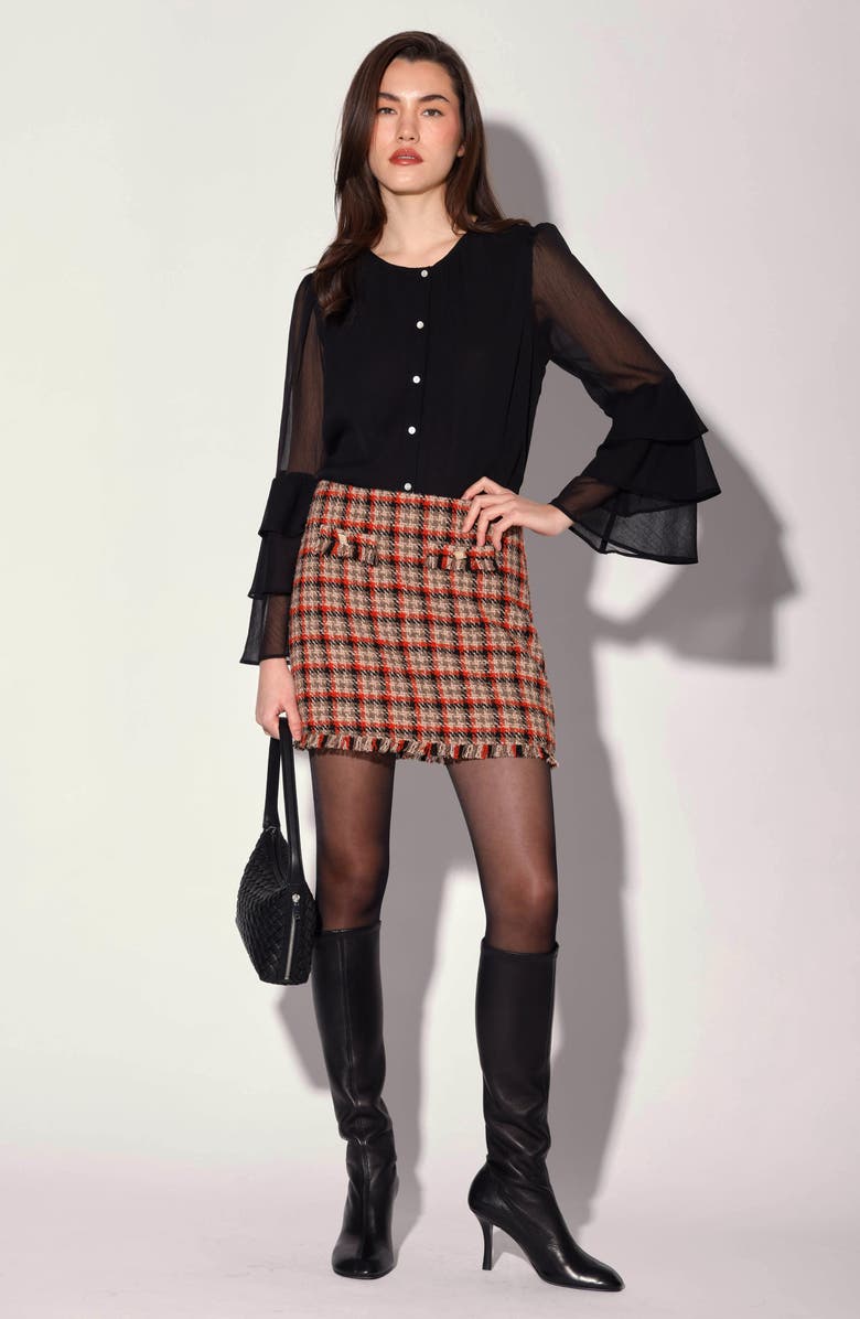 Walter Baker Dua Ruffle Long Sleeve Button-Up Top, Alternate, color,